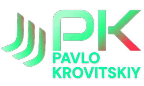 site logo with text Pavlo Krovitskyi
